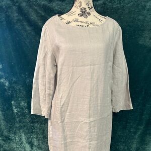 Garnet Hill Essential 3/4 sleeve linen dress sz 6 Sand